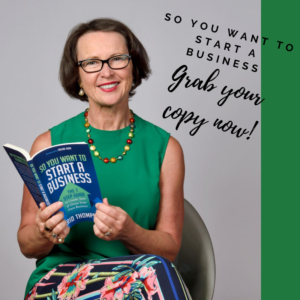 Ingrid Thompson and her book So you want to start a businessng start a business book