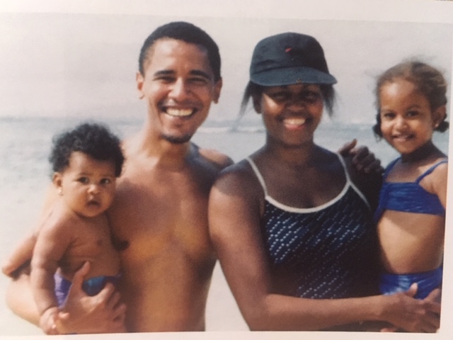 Michelle and Barack Obama with family